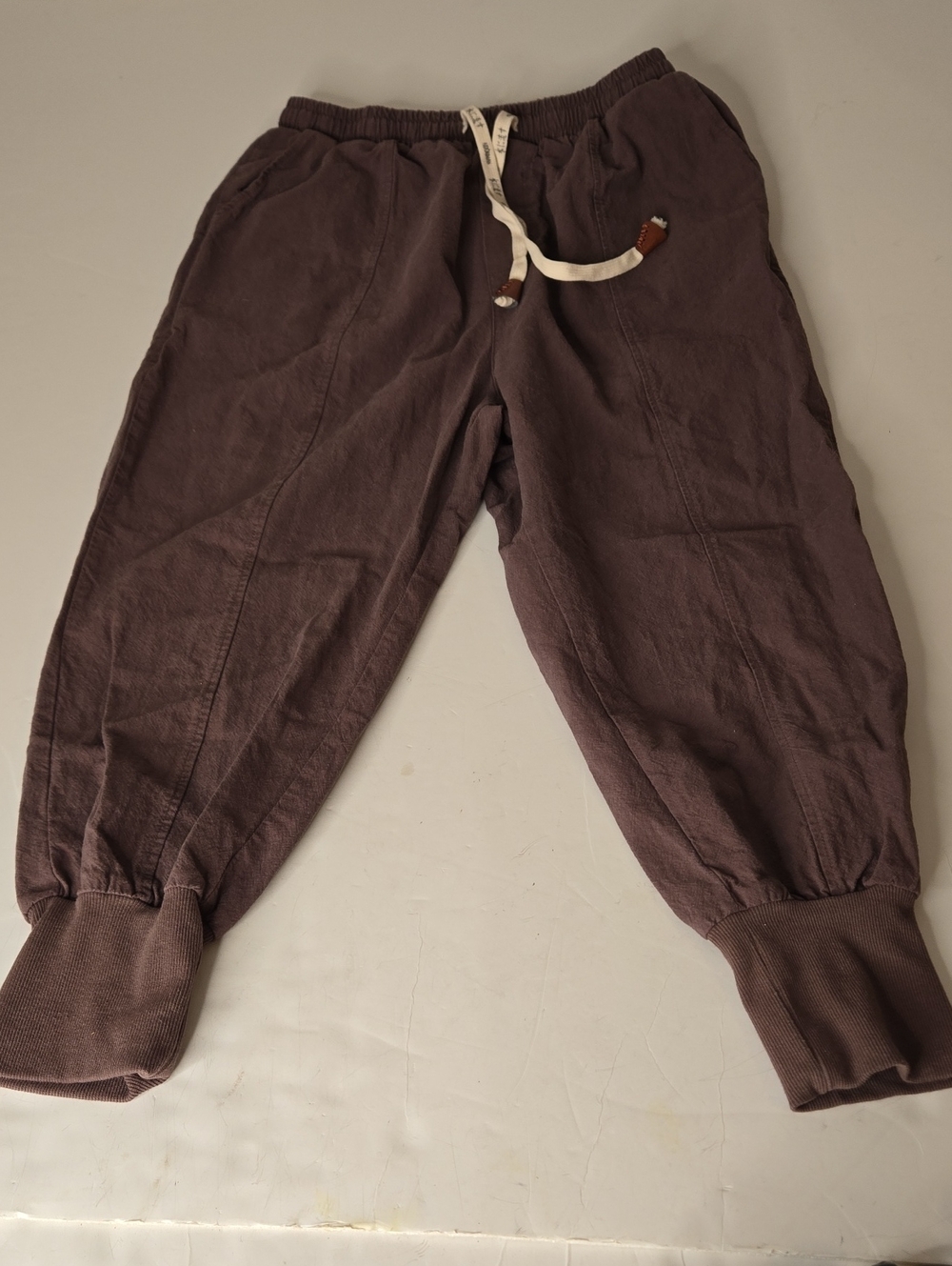 Kidoriman Gelyu Harem Unisex Jogger Pants Brown Cotton Lounge Streetwear Size L
